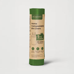 Ecopack 60L Compostable Bin Liners Roll #1-roll-5-bags