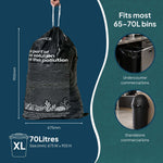 Ecopack 70L XL Recycled Plastic Drawstring Garbage Bags Size