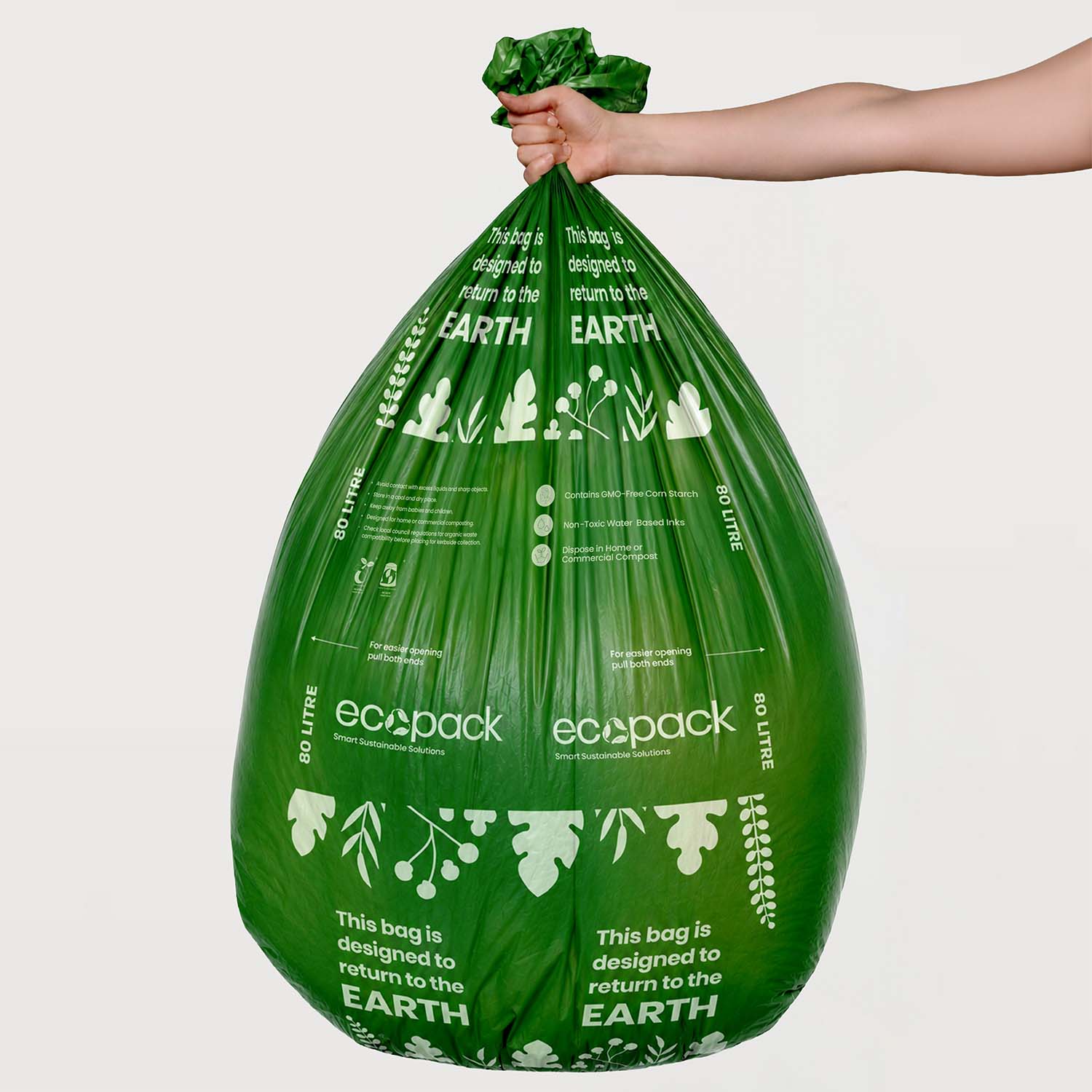 Ecopack 80L Compostable Green Bin Liners Bag