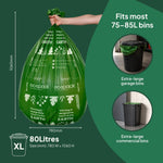 Ecopack 80L Compostable Bin Liners Roll Bag Size