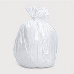 80L white heavy-duty recycled plastic garbage bag with string tie