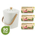 Kitchen compost bin set with three rolls of Ecopack 8L home compostable bin liners (90 bags)