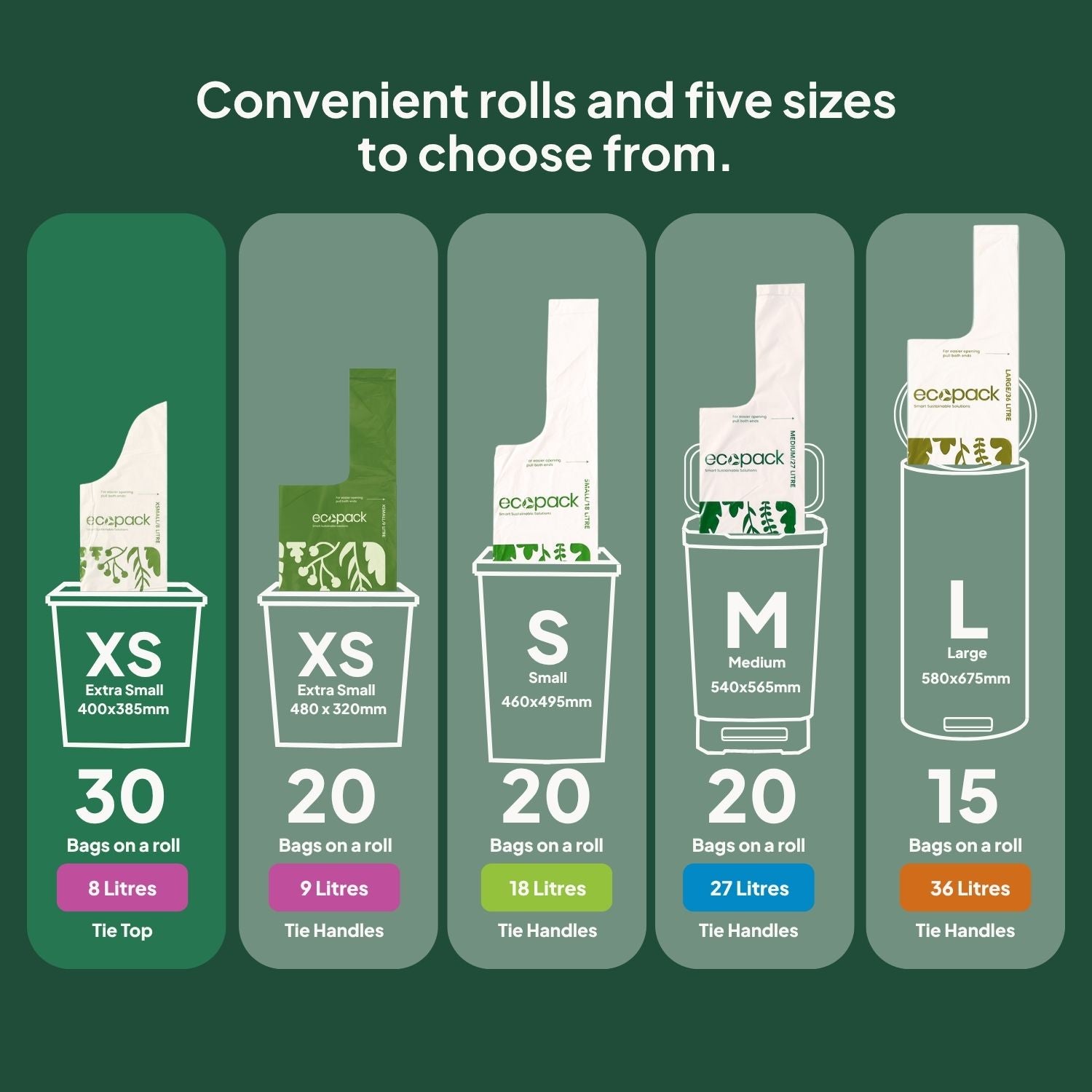 Ecopack Compostable Bin Liners Different Sizes (XS)