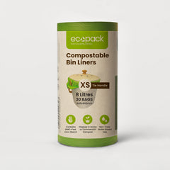 Ecopack 8L Green Compostable Bin Liners with Tie Handles