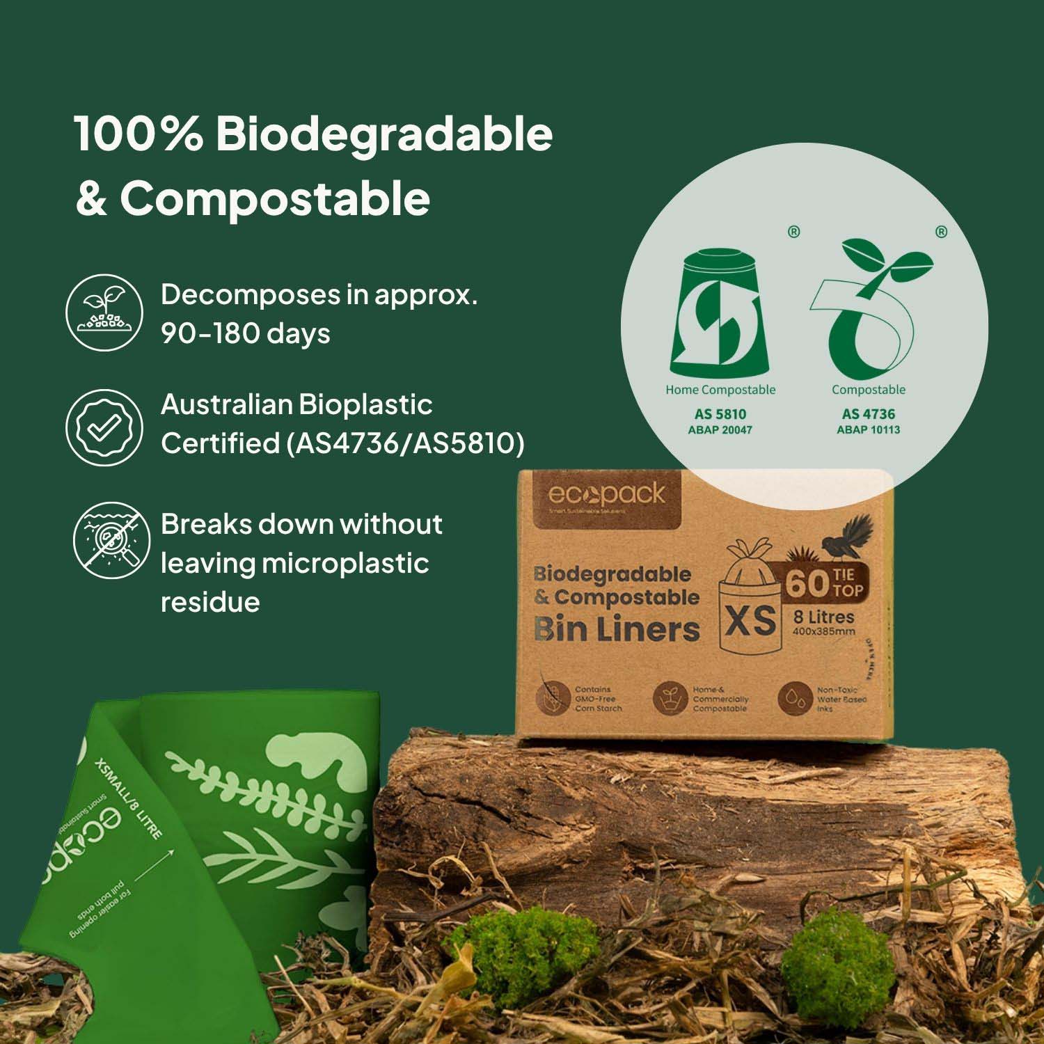 Ecopack 18L Compostable Green Bin Liners Dispenser Box Certified Home & Commercial Compostable