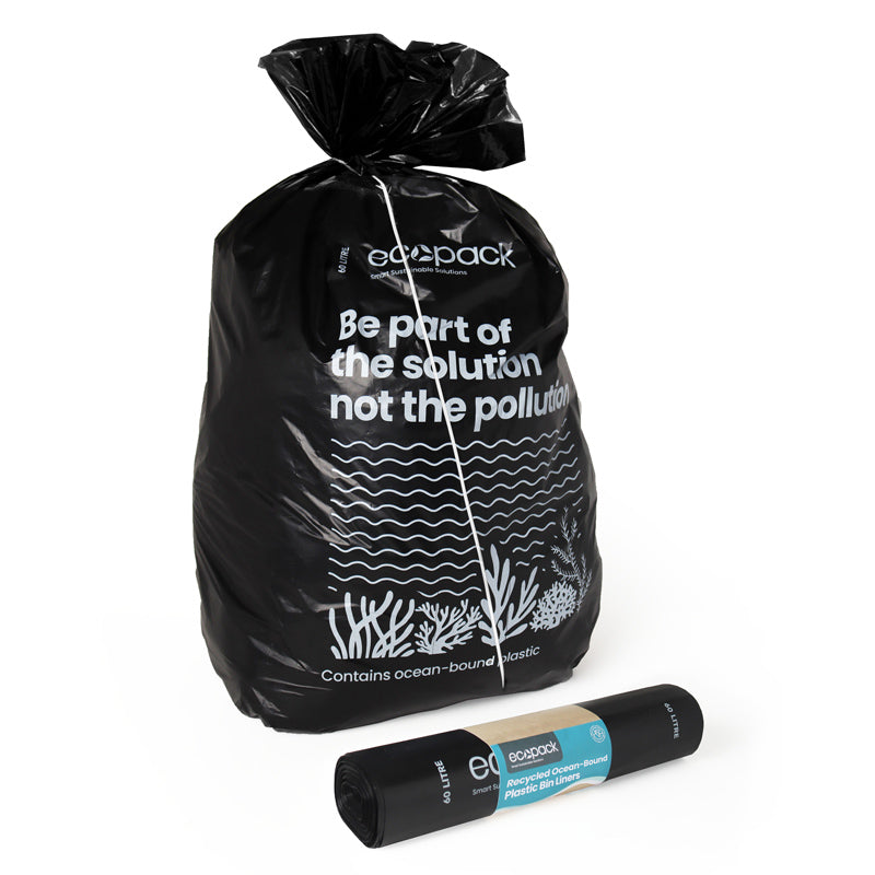 Ecopack 60L XL Recycled Plastic Garbage Bags (1 Roll/30 Bags)