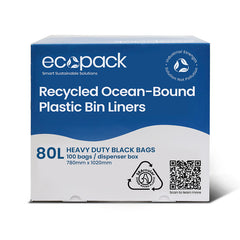 Ecopack 80L Recycled Plastic Bin Liners in Dispenser Box