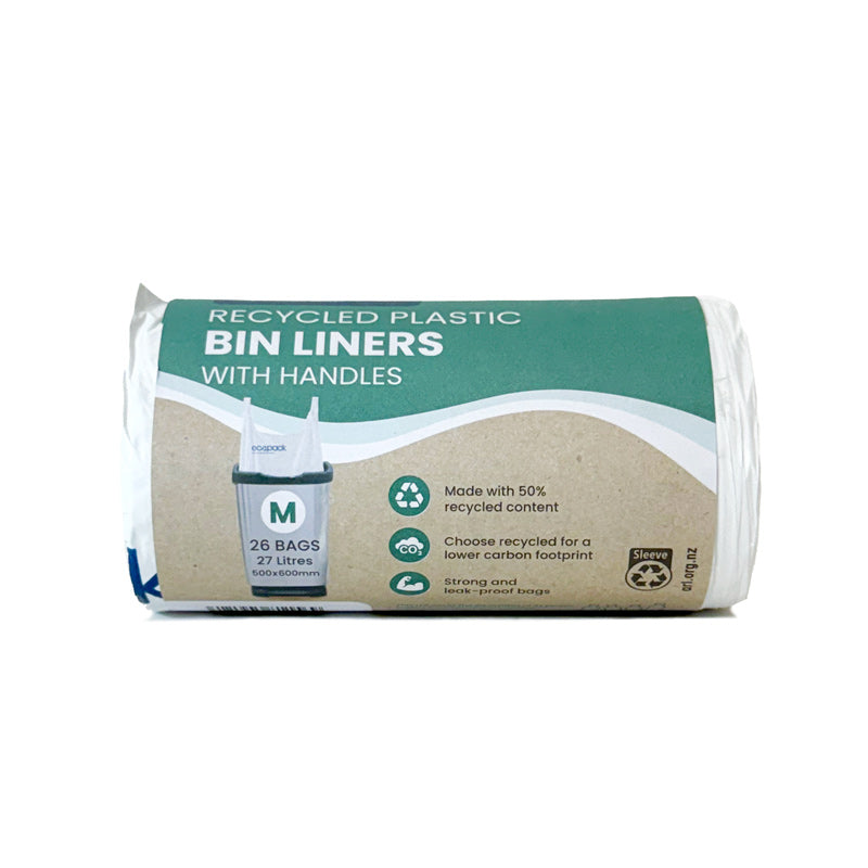 Ecopack 27L Medium Recycled Plastic Bin Liners (1 Roll/26 Bags)