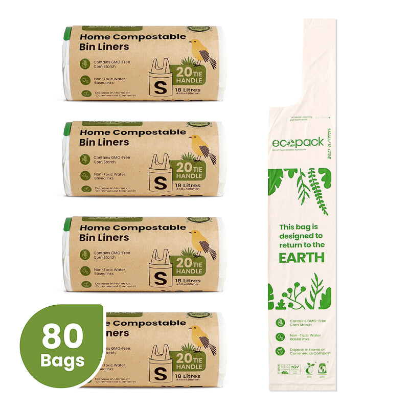 Ecopack 18L Small Compostable Bin Liners Bundle (80 Bags) — Ecobags NZ