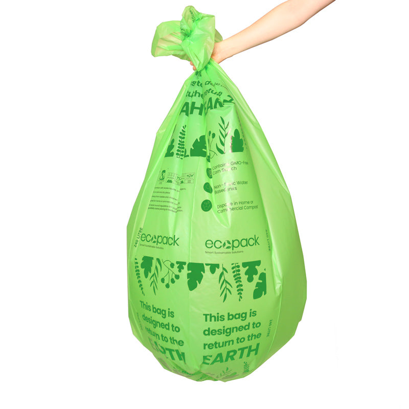 Hand holding the 240L Compostable Wheelie Bin Liner