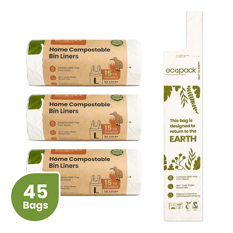 ED-2036-H 36L Compostable Bin Liners - 3 Rolls of 15