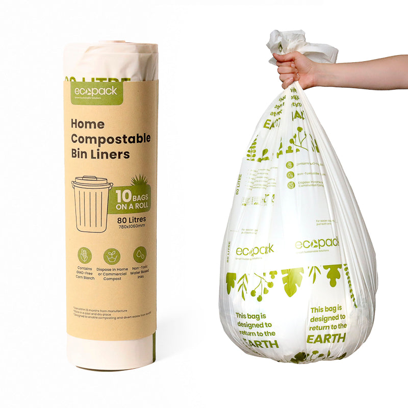 ED-2080 80L Compostable Garbage Bin Liners - Roll of 10