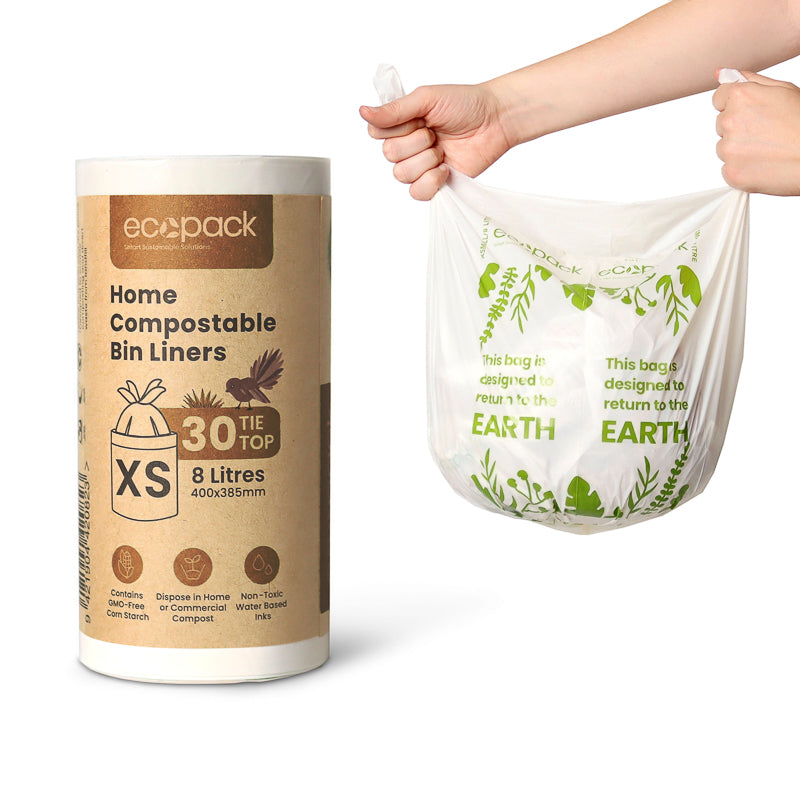 Eco Caddy Set - Bamboo Caddy + 4pcs 8L Compostable/Biodegradable Bin Liners (120 Bags)