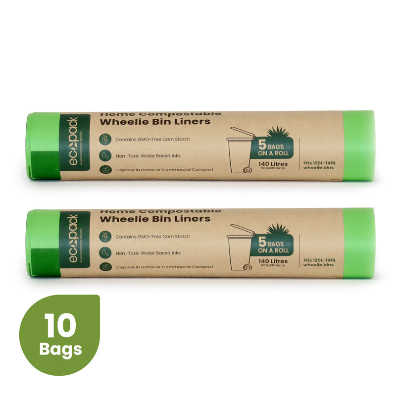 Ecopack 140L Compostable Wheelie Bin Liners (2 Rolls/10 Bags)