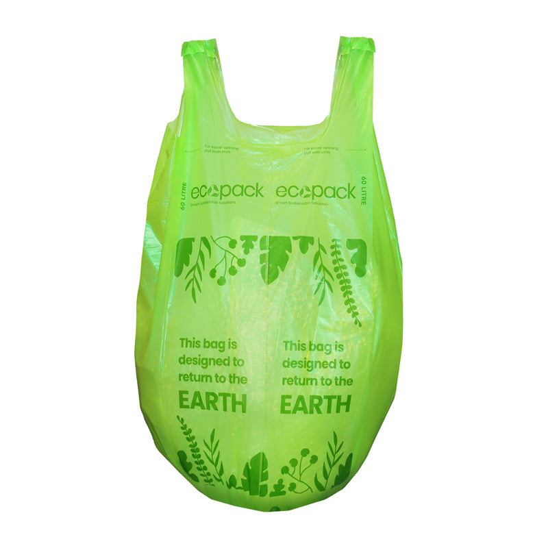 Ecopack 60L XL Compostable Garbage Bin Liners (1 Roll/5 Bags)