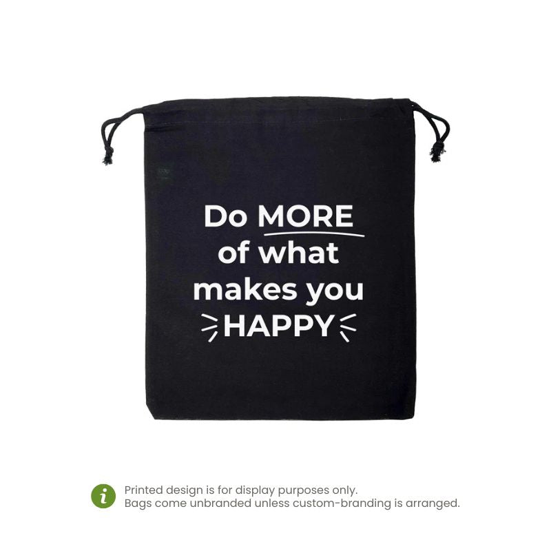 Ecobags Large Black Calico Drawstring Bag