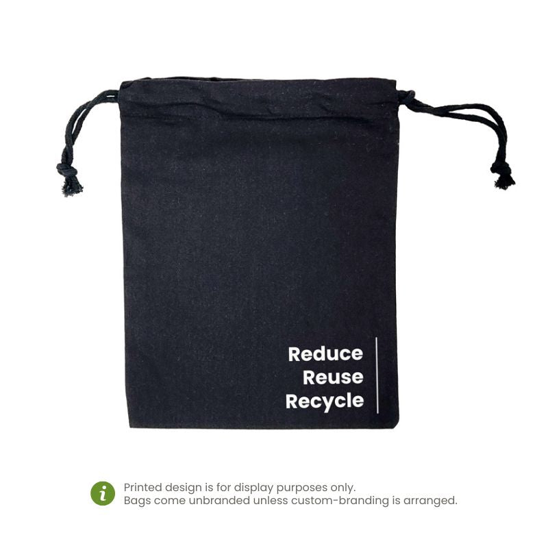 Ecobags Medium Black Calico Drawstring Bag