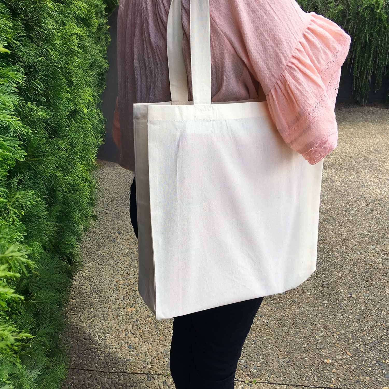 Natural organic fairtrade calico cotton tote bag