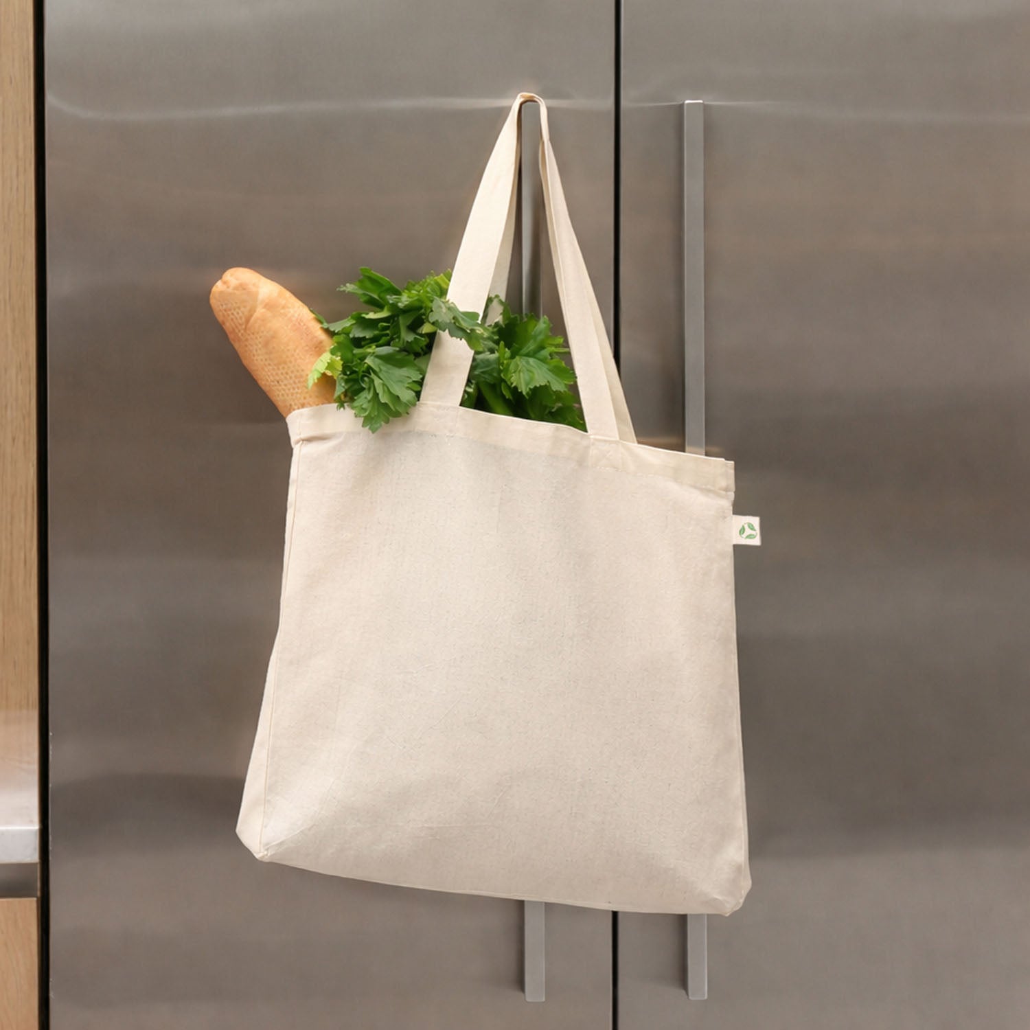 Natural organic fairtrade calico cotton tote bag