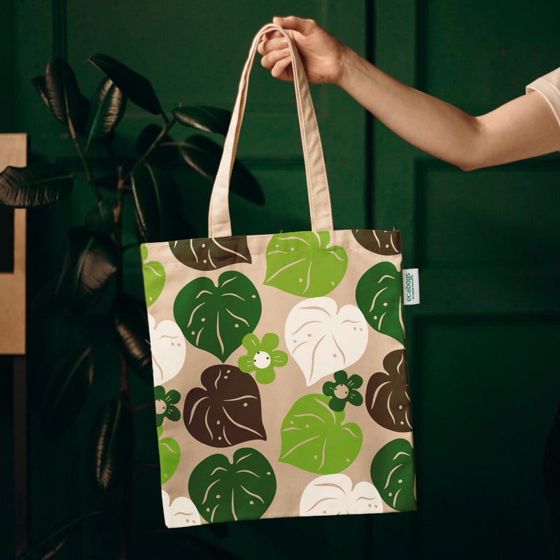 Ecobags Printed Canvas Tote Bag Kawakawa Leaf — Ecobags NZ
