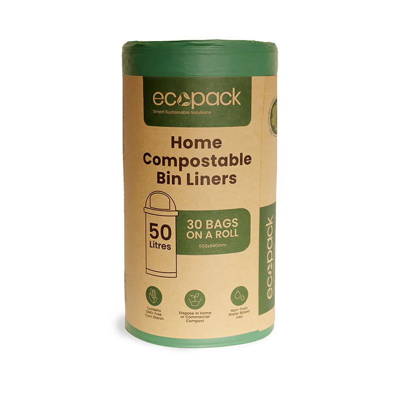 Ecopack 50L Large Compostable Garbage Bags (1 Roll/30Bags)