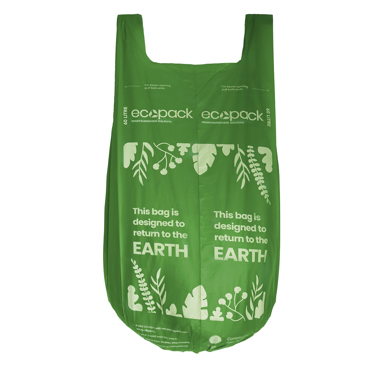 Ecopack 60L Green Compostable Bin Liner Bag