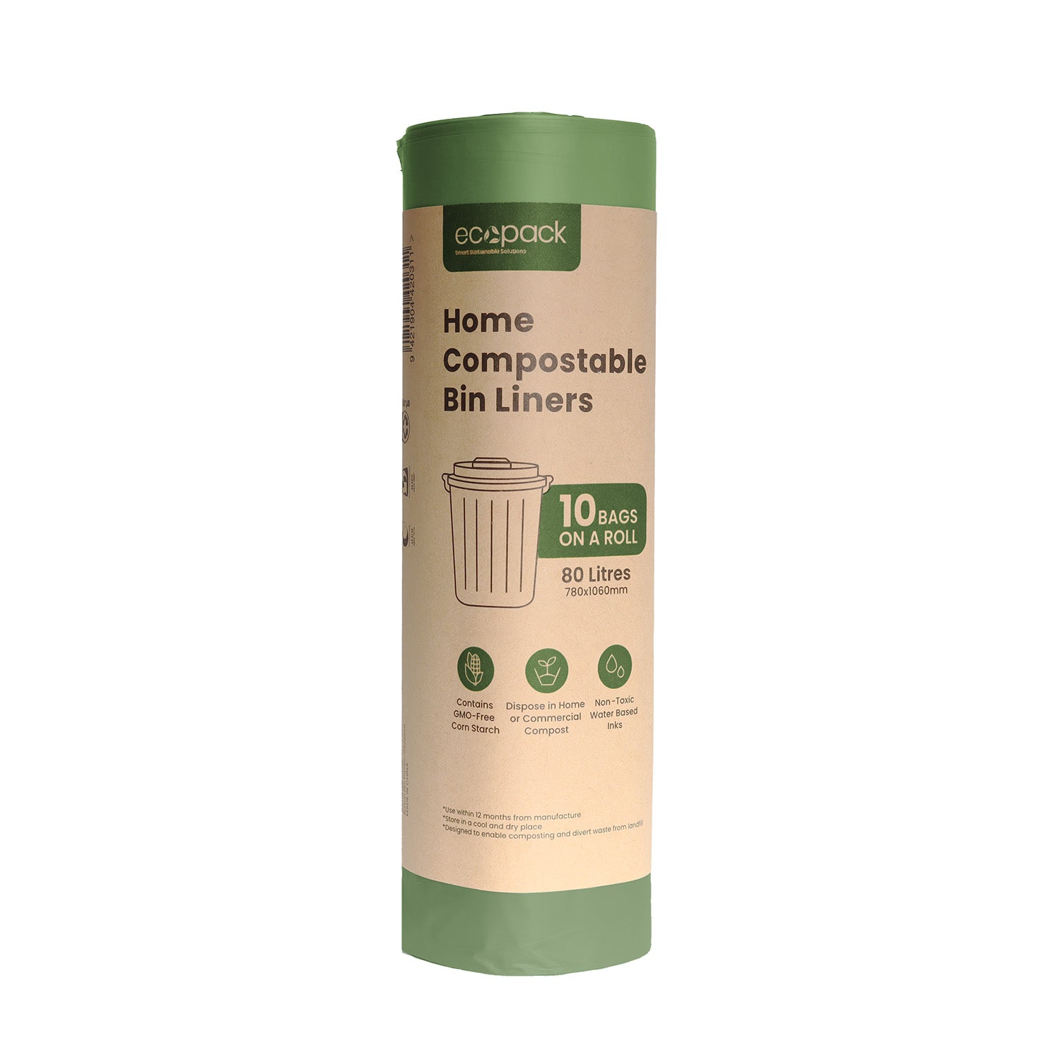 Ecopack 80L Compostable Garbage Bags: Strong and Sustainable