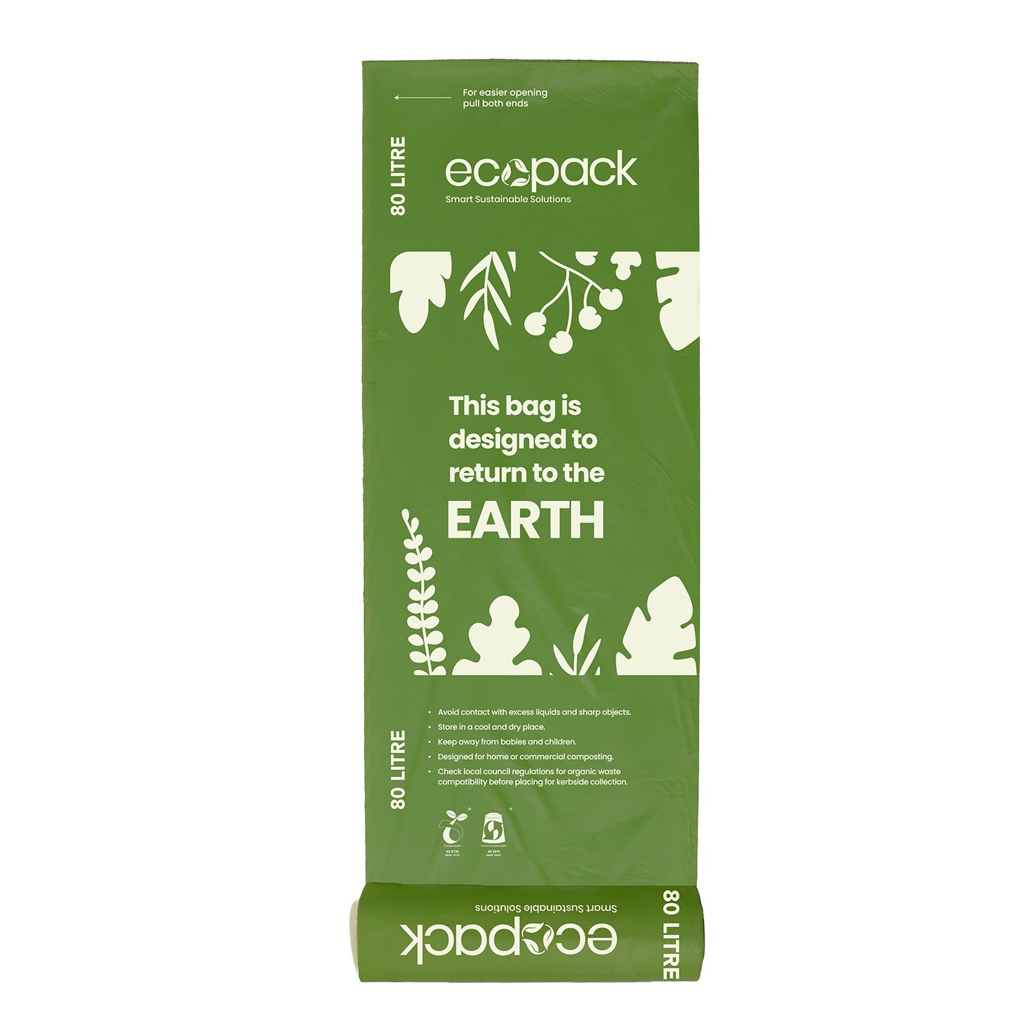 Ecopack Compostable 80L Bin Liners Flat Bag