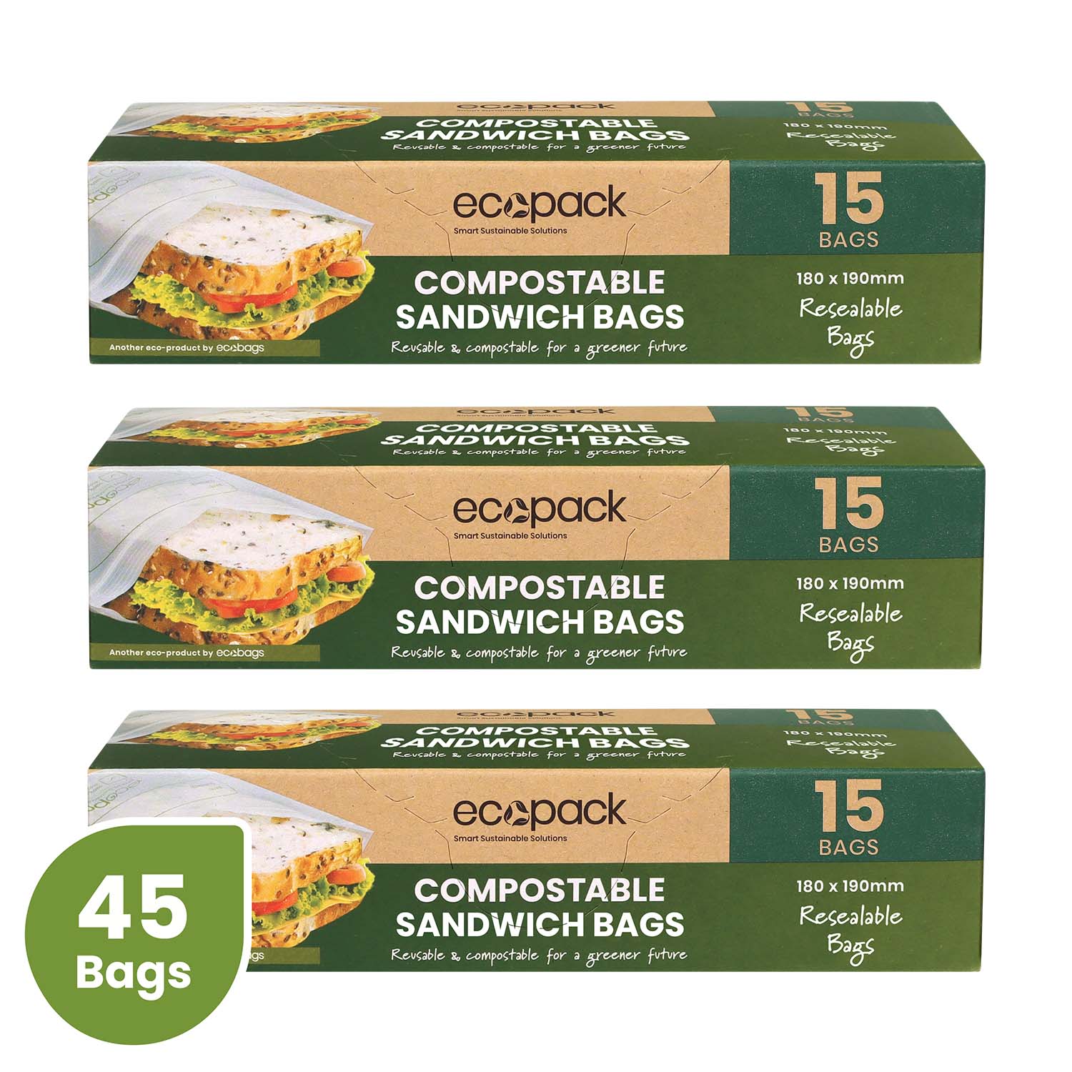 Ecopack compostable sandwich resealable bags bundle
