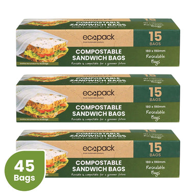 Ecopack compostable sandwich resealable bags bundle