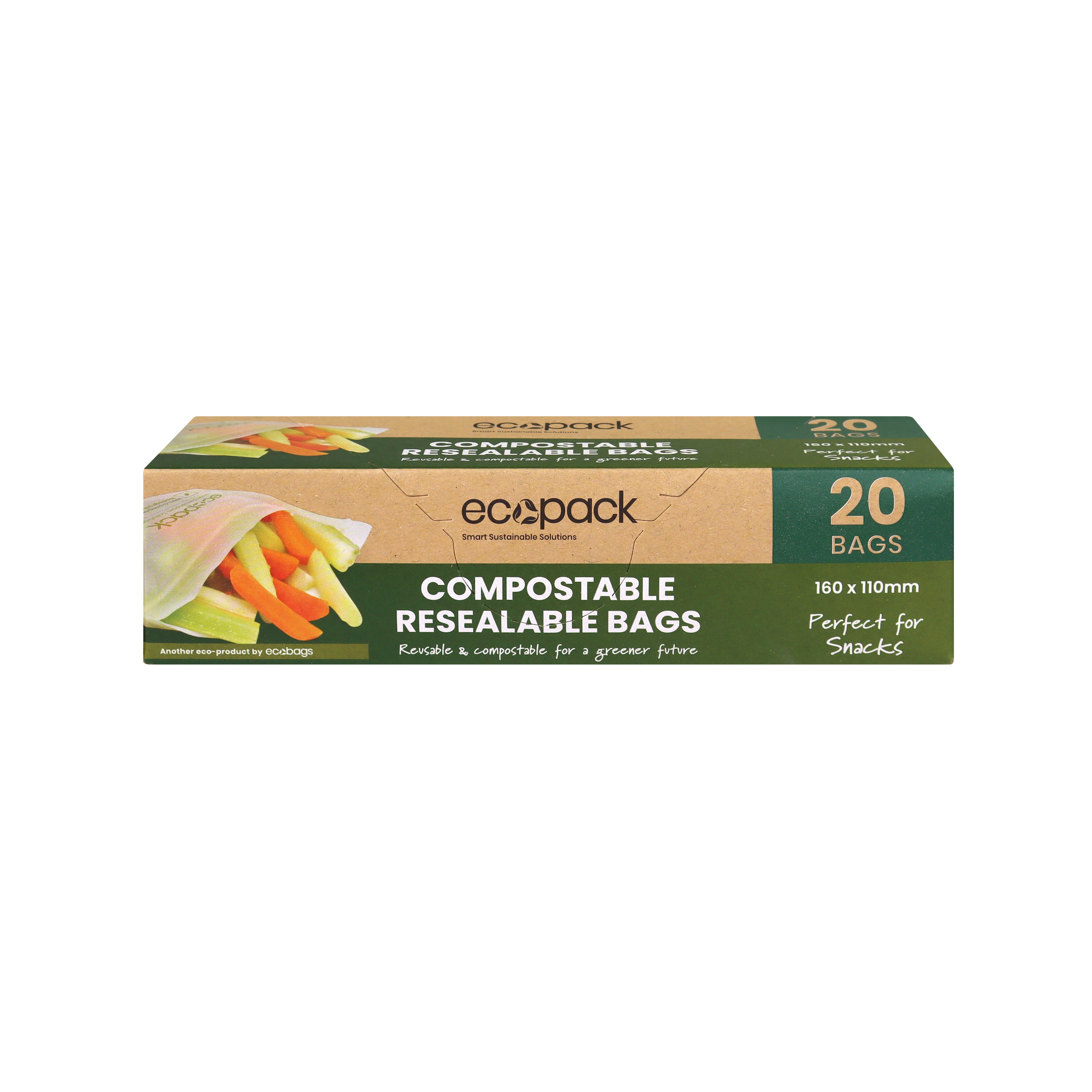 Ecopack Compostable Resealable Snack Bags x 60 Bags