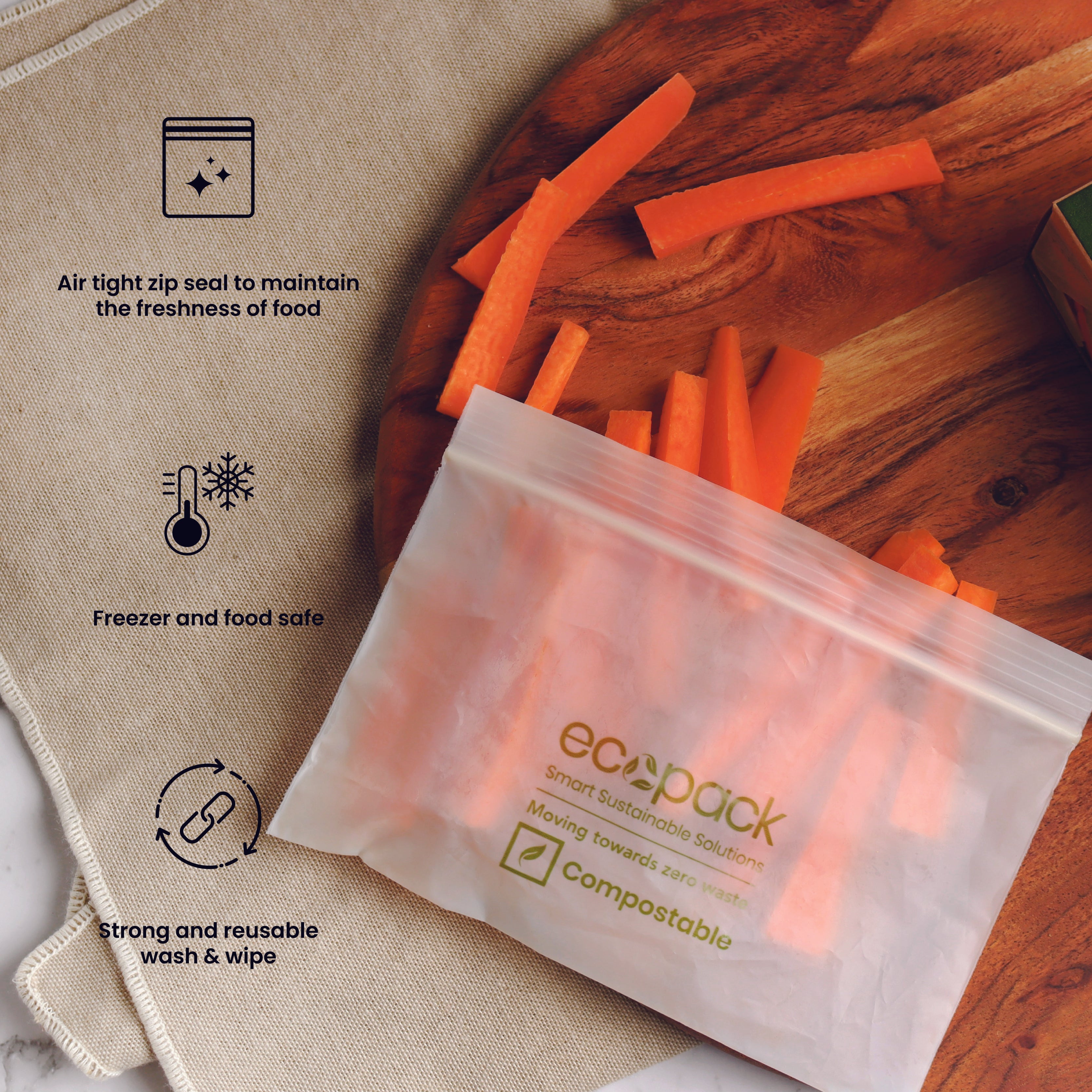 ED-2601 Compostable Resealable Snack Bags