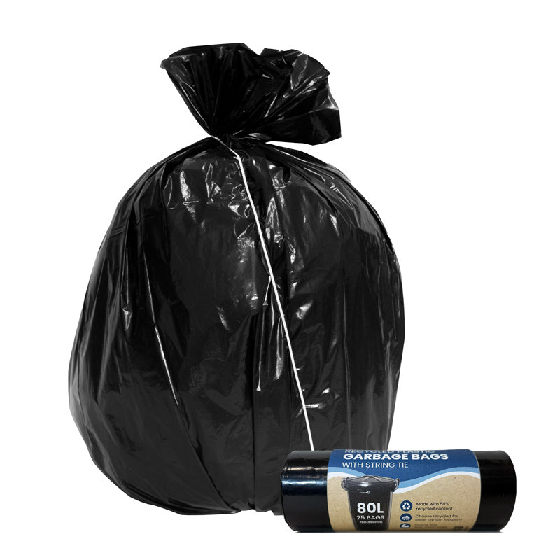 Ecopack 80L XL Recycled Plastic Garbage Bags (1 Roll/25 Bags)