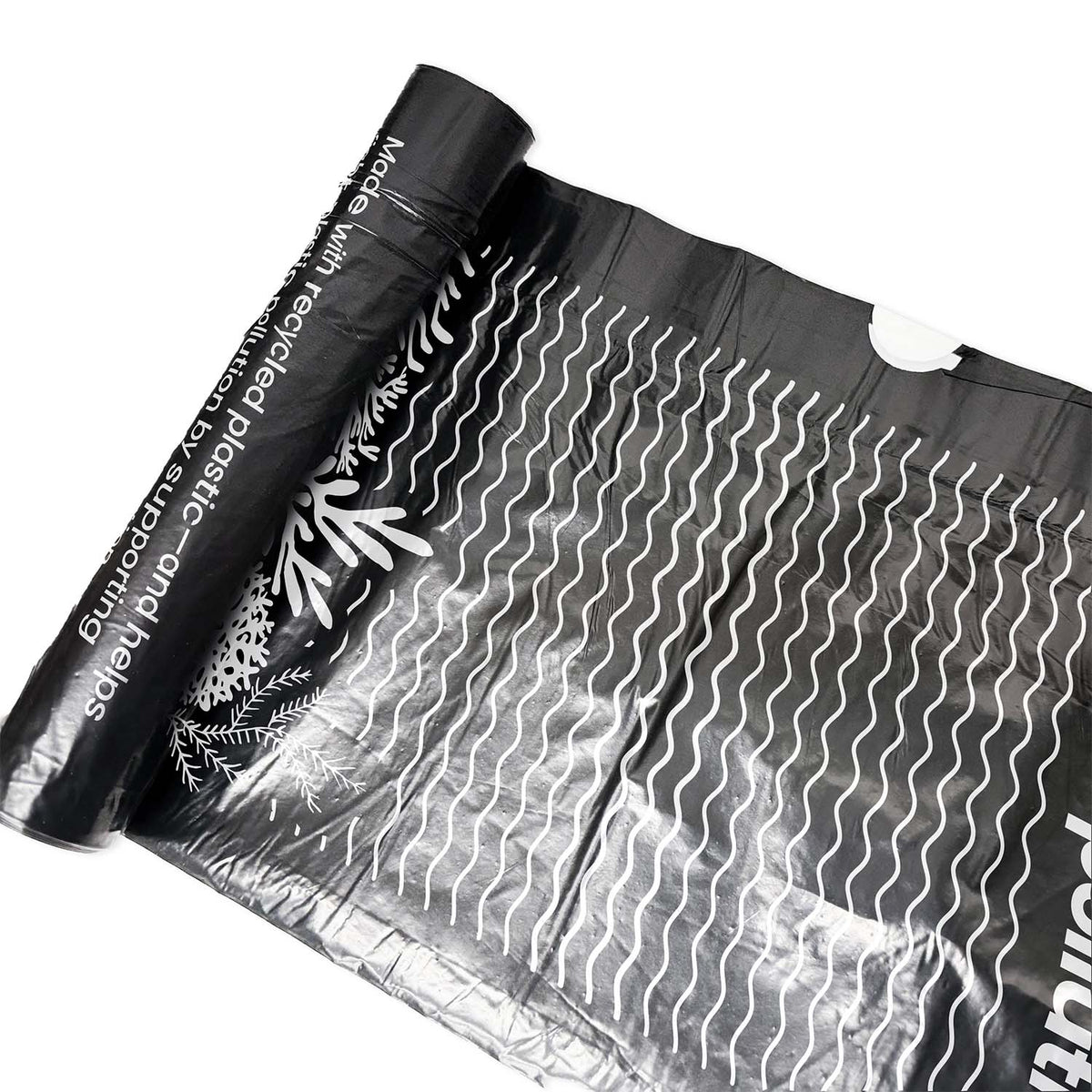 Black and white patterned paper with wavy lines on a white background