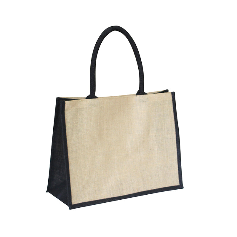 Ecobags Jute Reusable Shopping Bag Natural with Black Gusset — Ecobags NZ
