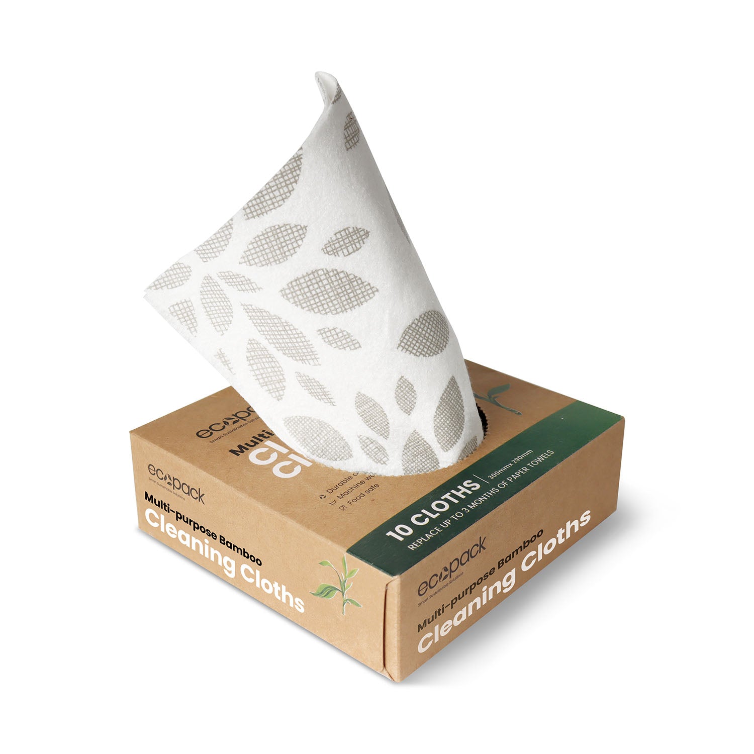 Ecopack Multi-Purpose Bamboo Cleaning Cloths (1 Box/10 Cloths)
