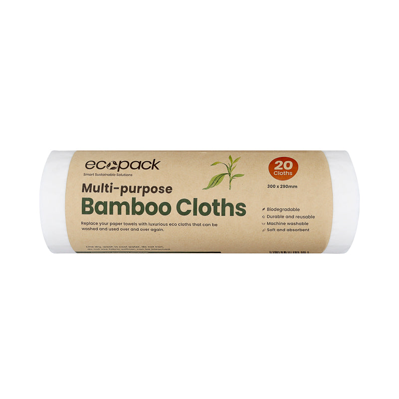 Ecopack Multi-Purpose Bamboo Cloths Bundle (3 Rolls/60 Cloths)