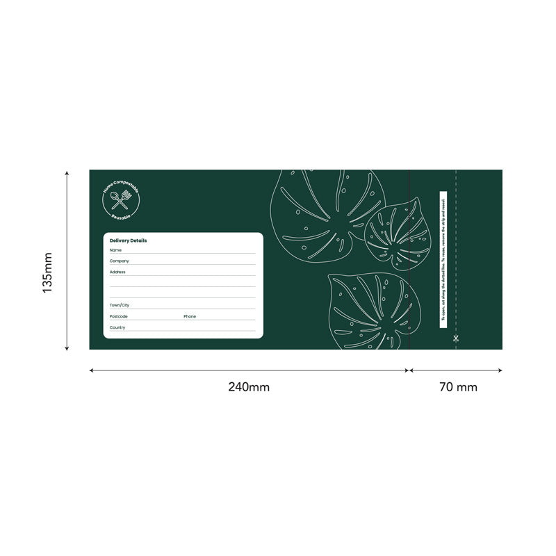 DLE Compostable Courier Bag Dimensions