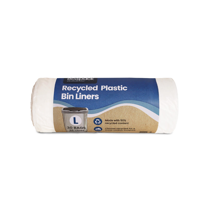 Ecopack 36L Large Recycled Plastic Bin Liners (1 Roll/30 Bags)