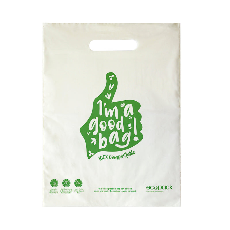 ED-2089 Small Compostable Punched Handle Retail Bags - Set of 50