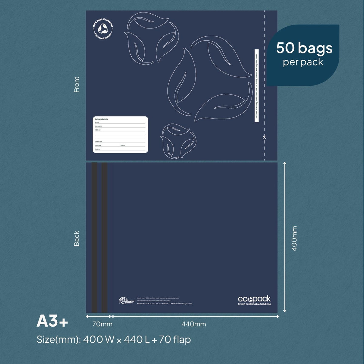 Ecopack A3+ Recycled Plastic Courier Bags Size