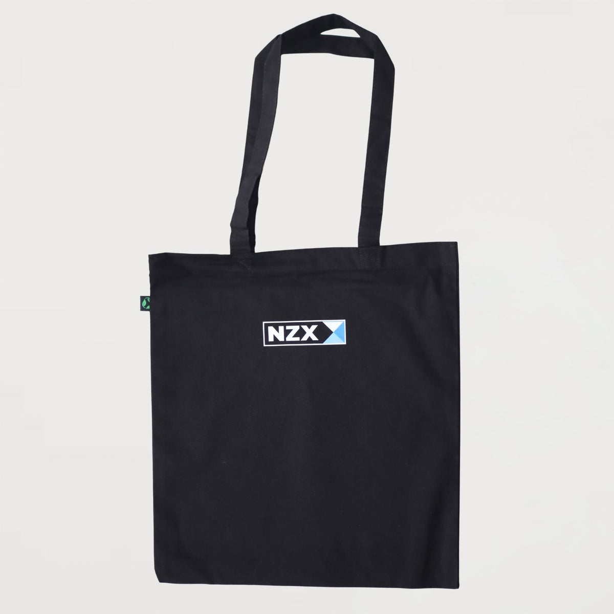 Custom printed black calico promotional tote bag with long handles