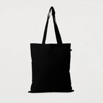 Black calico promotional tote bag with long handles