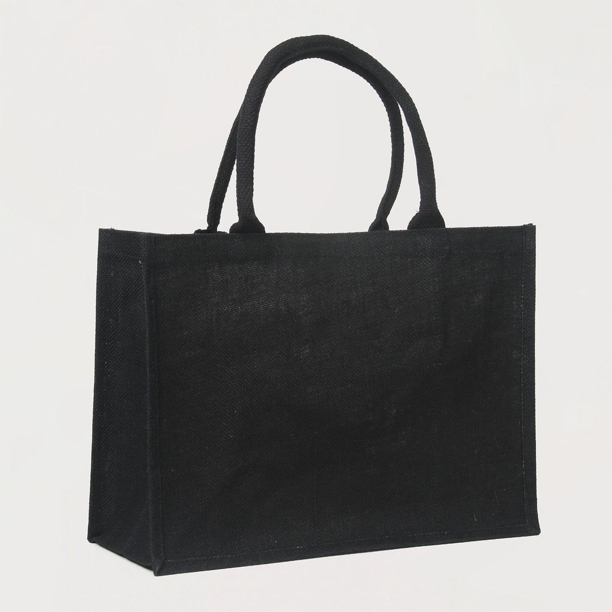 Ecobags Black Jute Reusable Shopping Bags Quarter View