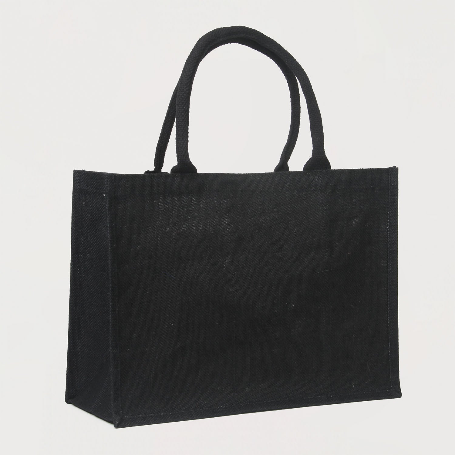 Ecobags Black Jute Reusable Shopping Bags Quarter View