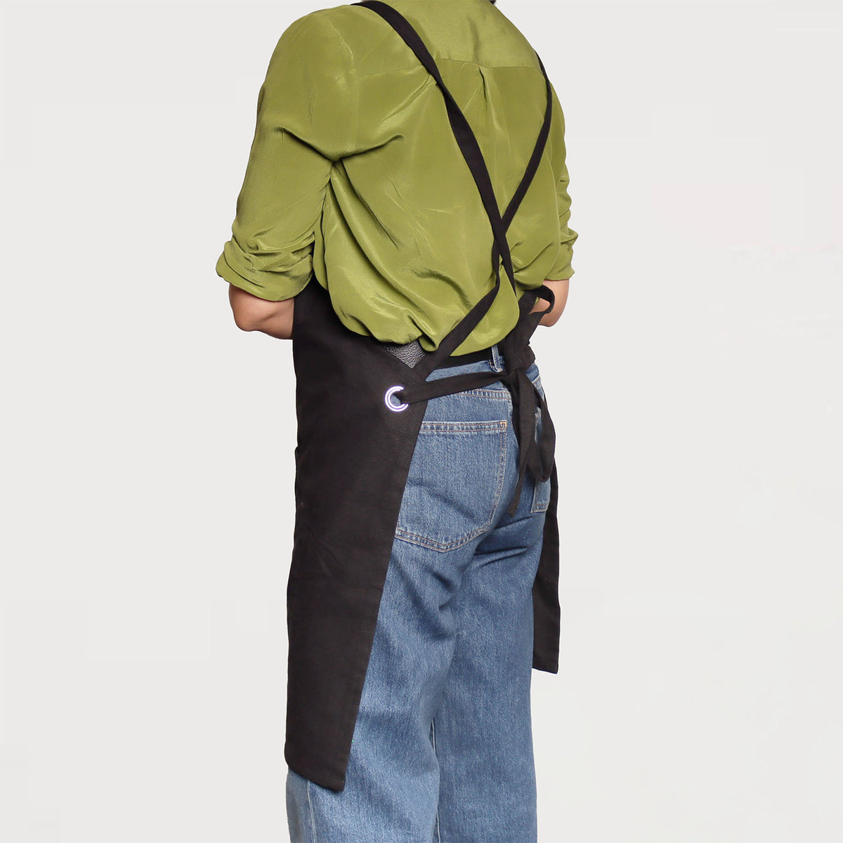 Ecobags Black Organic Cotton Canvas Cross Back Apron Back