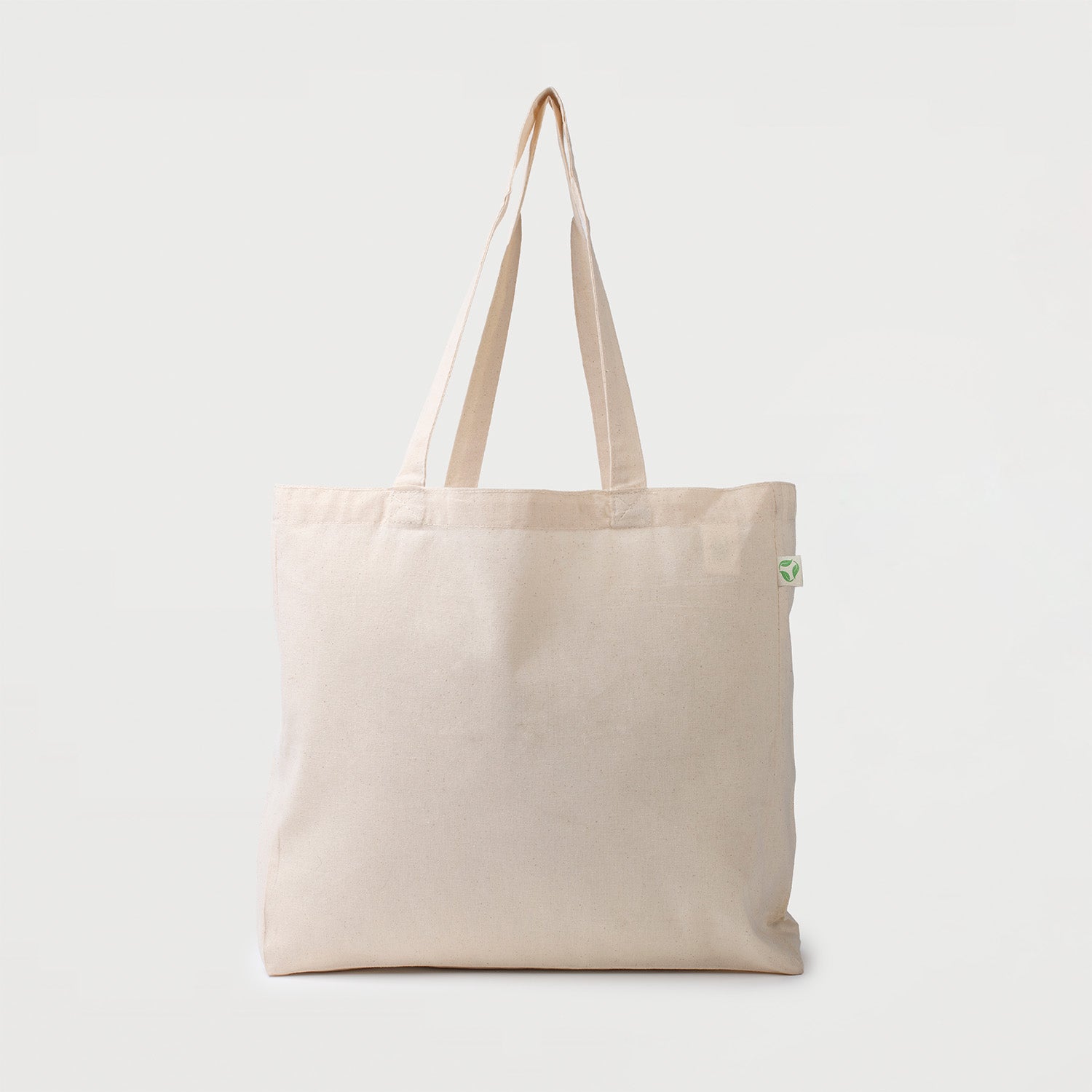Natural calico tote bag with bottom gusset and long handles