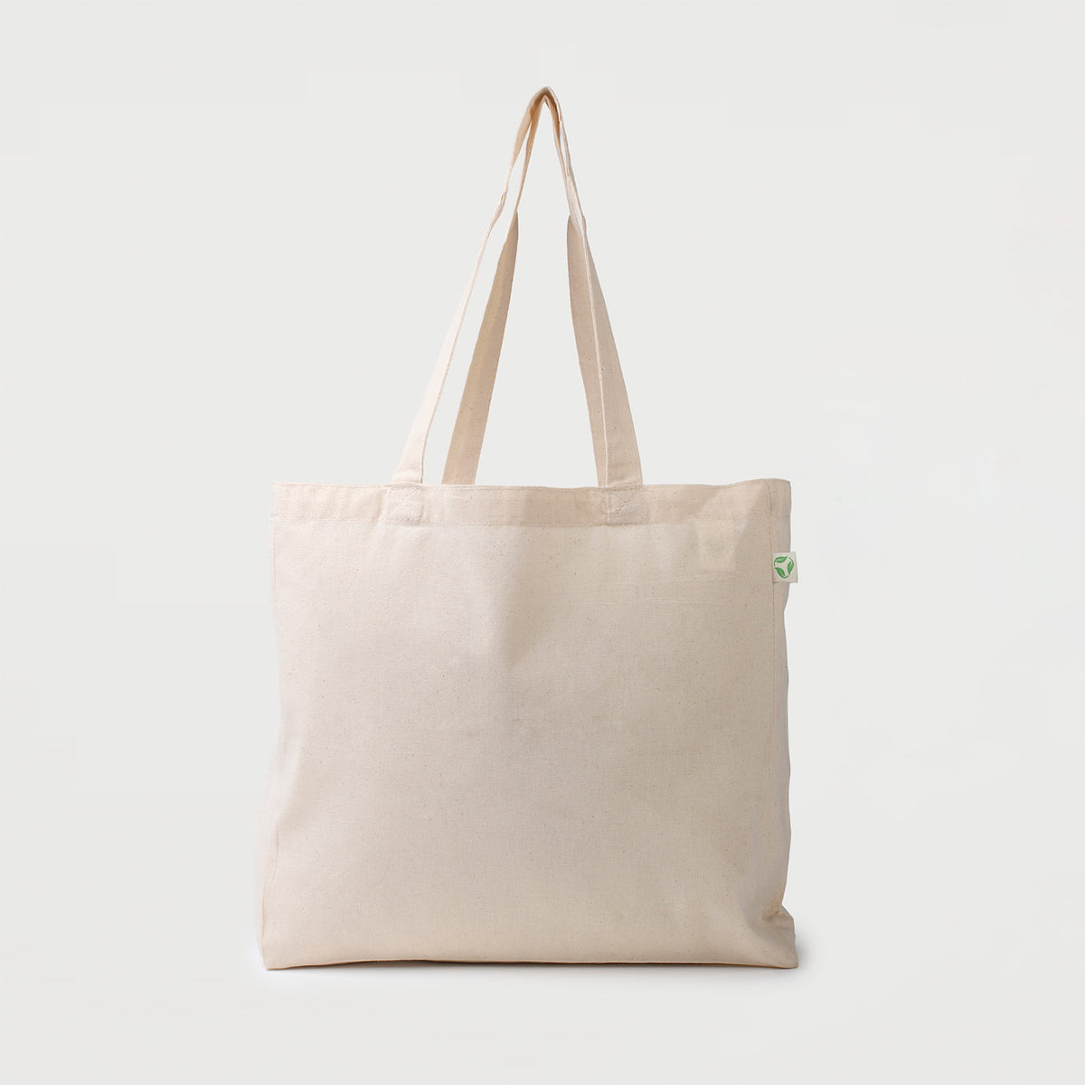 Natural calico tote bag with bottom gusset and long handles