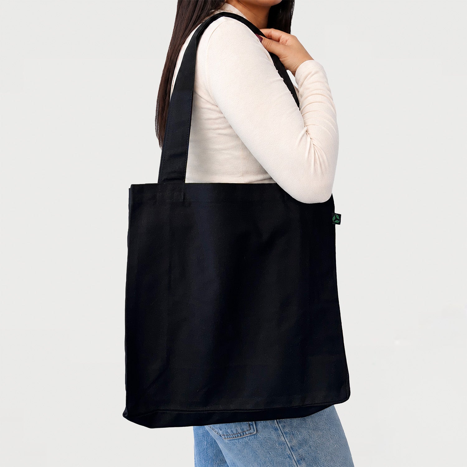 Model Carrying Ecobags Certified Organic Canvas Tote Bags