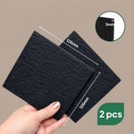 Two Ecopack compost bin charcoal filters measuring 125mm x 125mm x 3mm